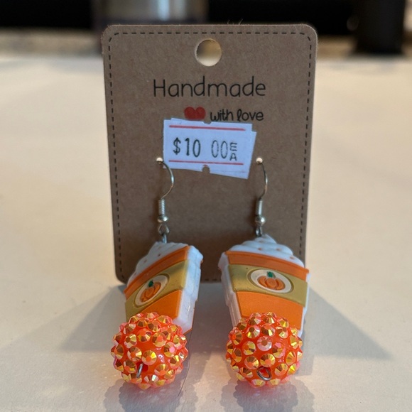 Handmade Pumpkin Spice Latte Earrings - Picture 4 of 14